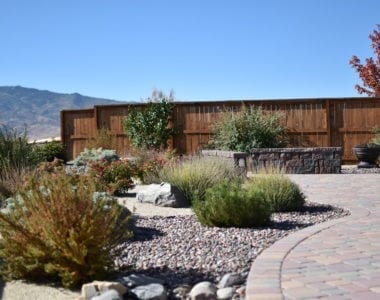 Patio paver stones and landscaping